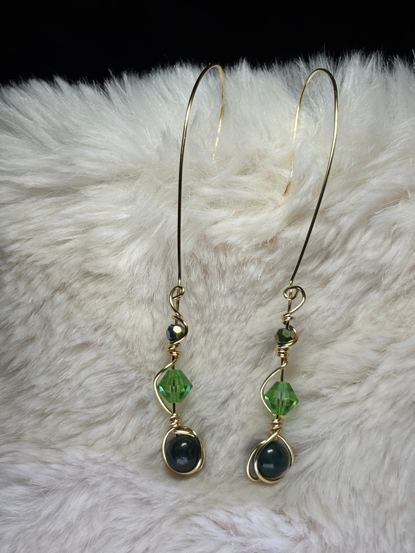 Green Forest Light: green nephrite earrings
