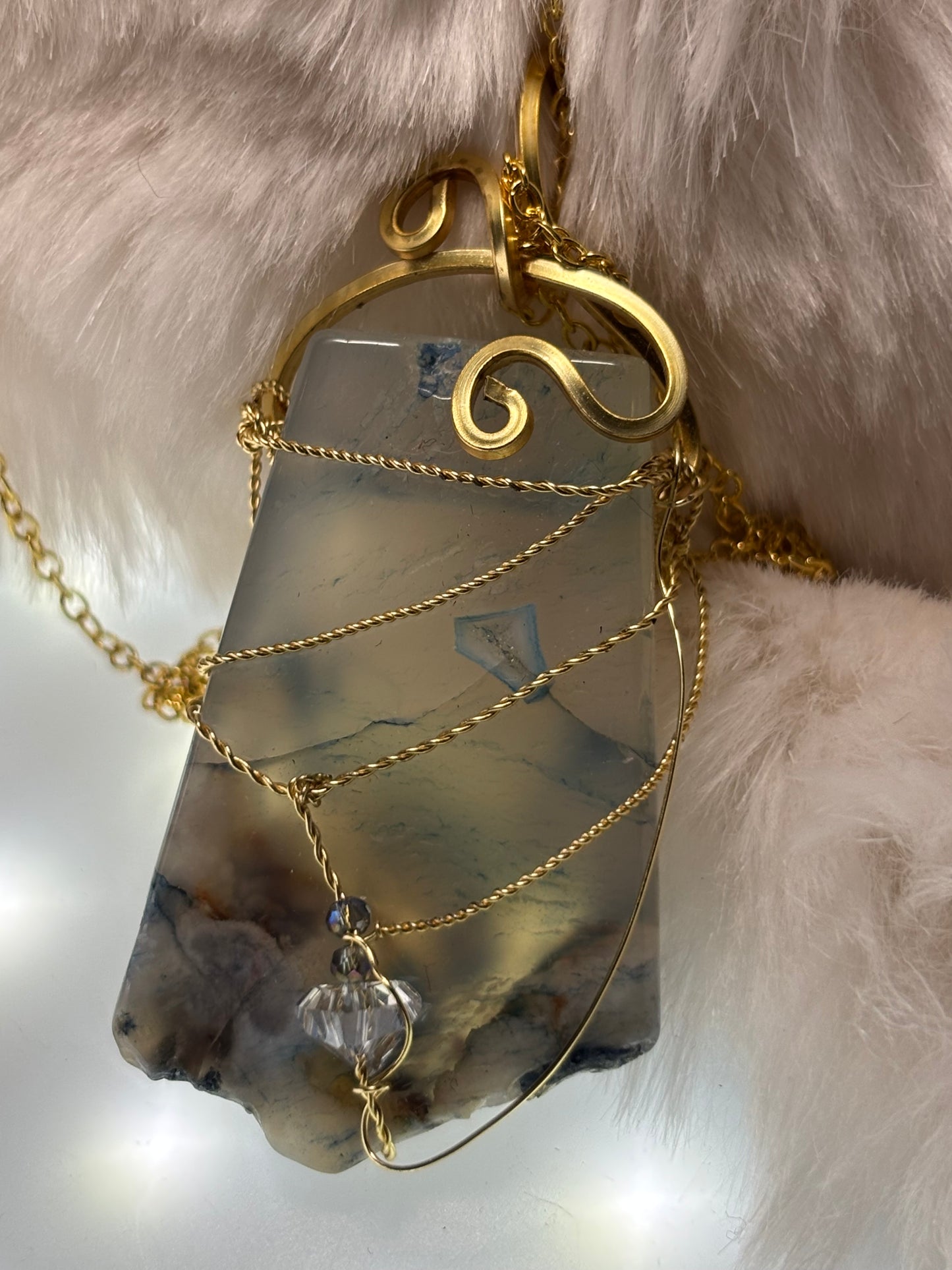 Sacred Shield of Madagascar Collection:
Guardian of the Blue- Rare Sea Agate pendant from Madagascar