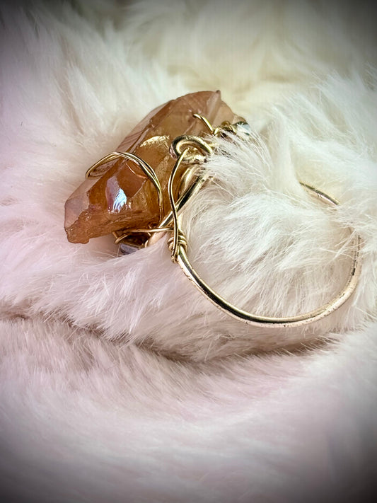 Sunburst Heat-treated Amethyst Ring: Sun-Forged, Phoenix, Molten Earth