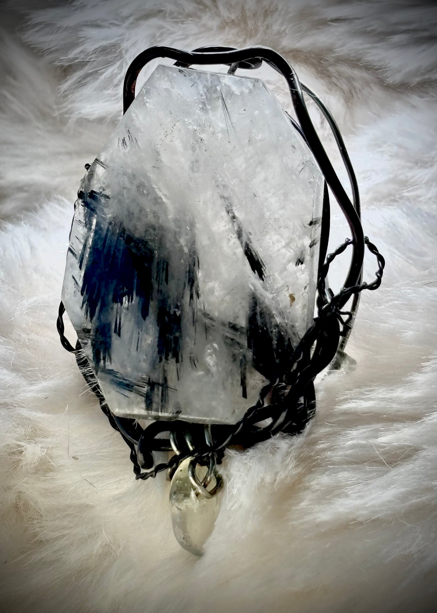 Crystal lightning: black tourmaline, and crystal ring 