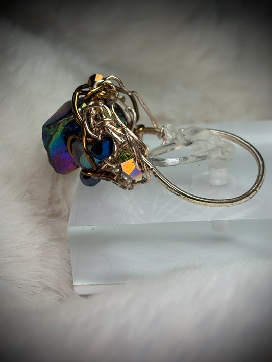 Titanium Aurora quartz ring: living color 