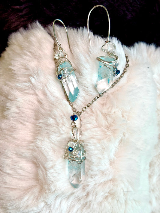 Frozen Waters of the First Age: earring and pendant set