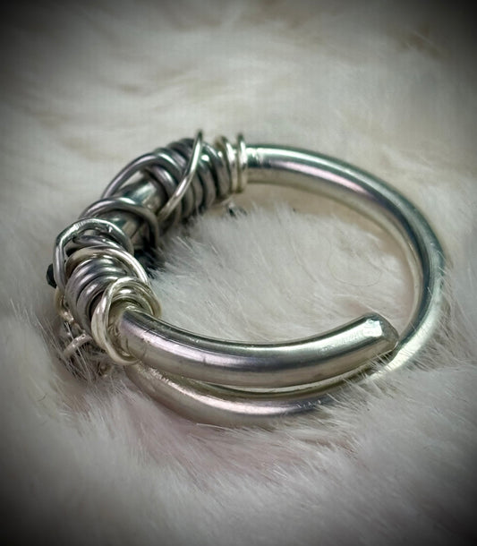 Black Onyx and Argentinian, silver ring:  commanding strength