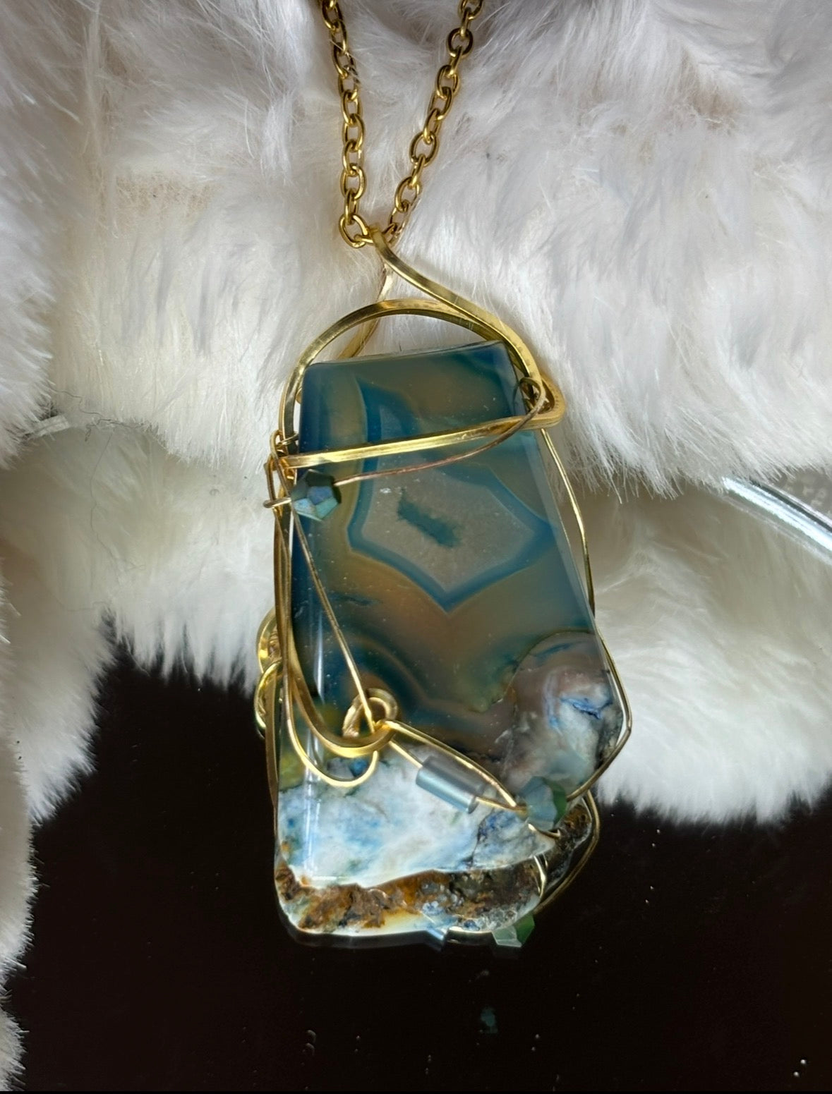 Sacred Shield of Madagascar Collection: The Glow of the Ocean-Rare Sea Agate pendant from Madagascar