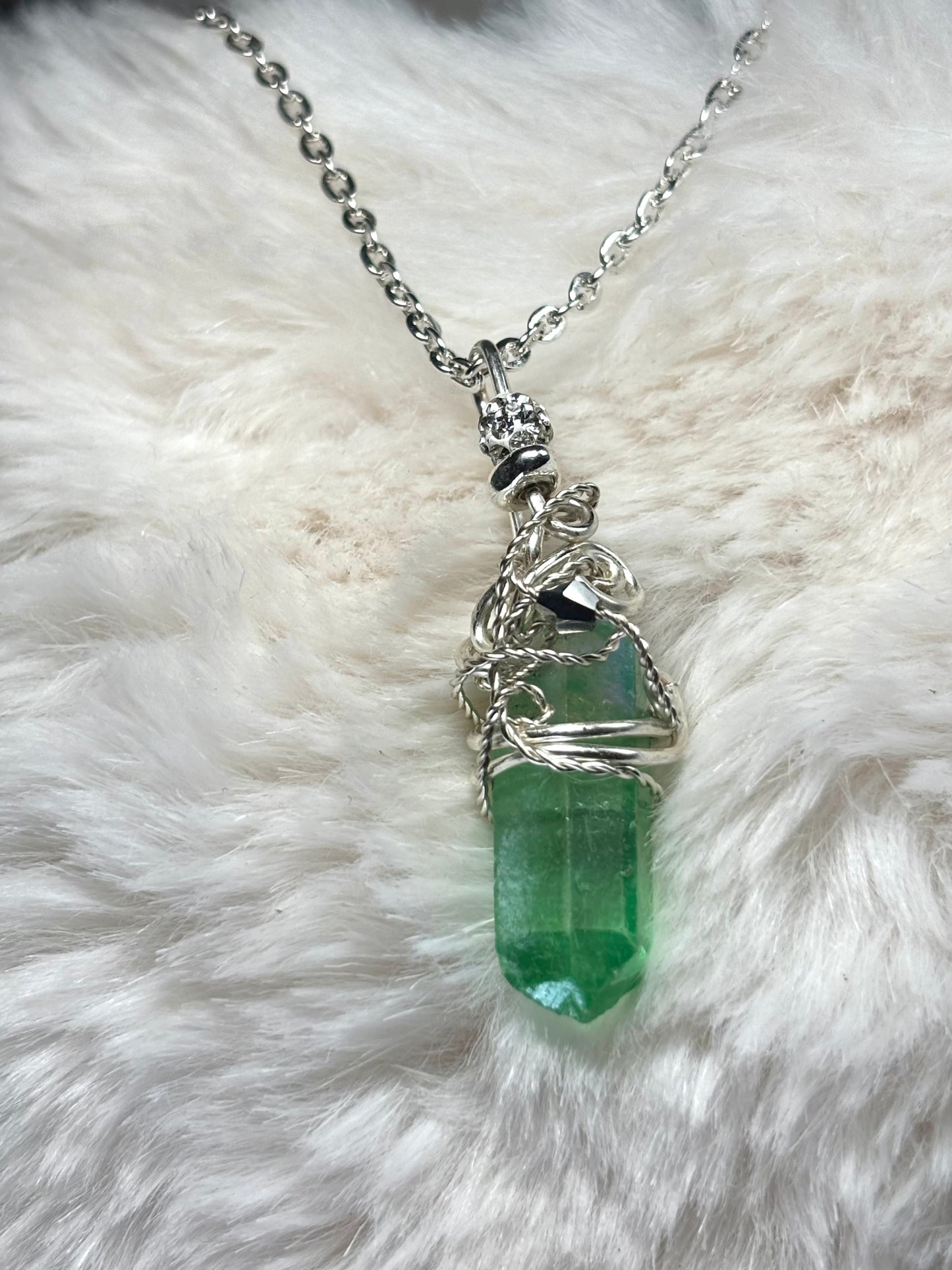 Green Daydream: green or irradiated crystal pendant
