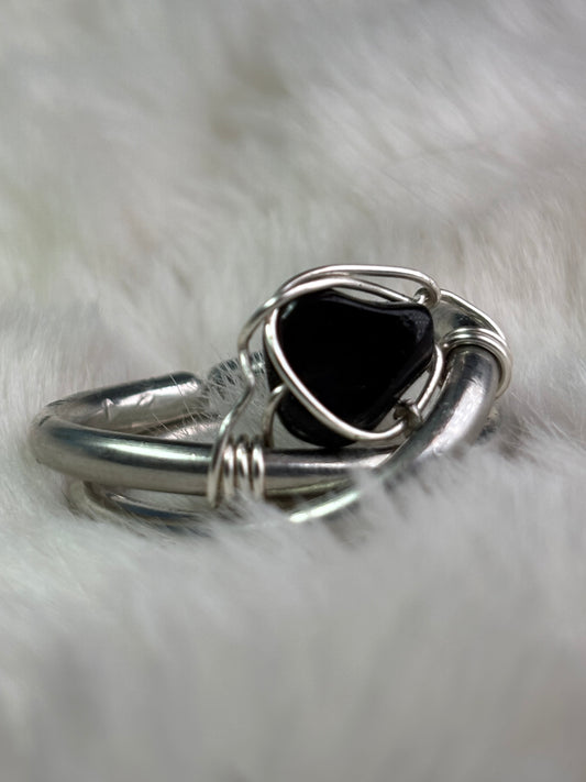 Silver ring with Black Onyx: All Is Secure