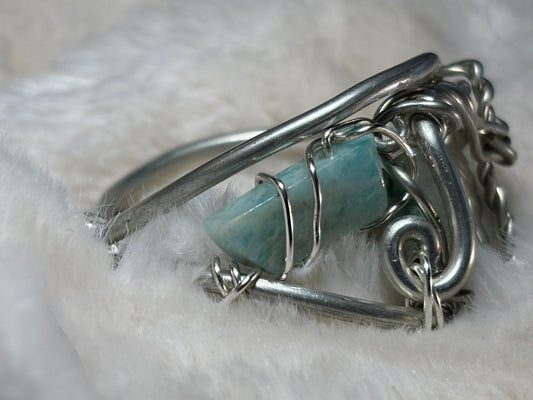 Madagascar Sea Agate and Larimar bracelet: ocean warrior 