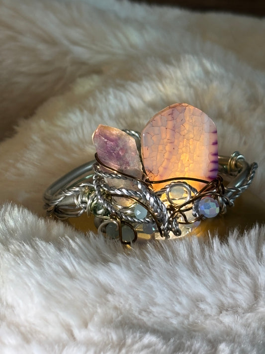 Dragon Vein Agate, Amethyst, Moonstone Bracelet: DRAGON RIDER
