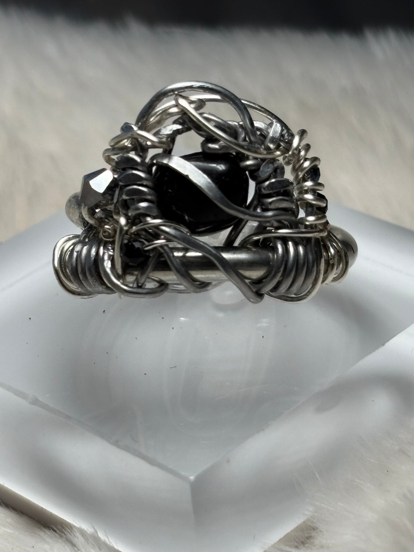 Black Onyx and Argentinian, silver ring:  commanding strength
