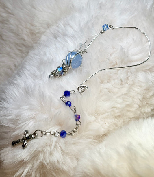 Quiet Sky: blue lepidolite, ear cuff 