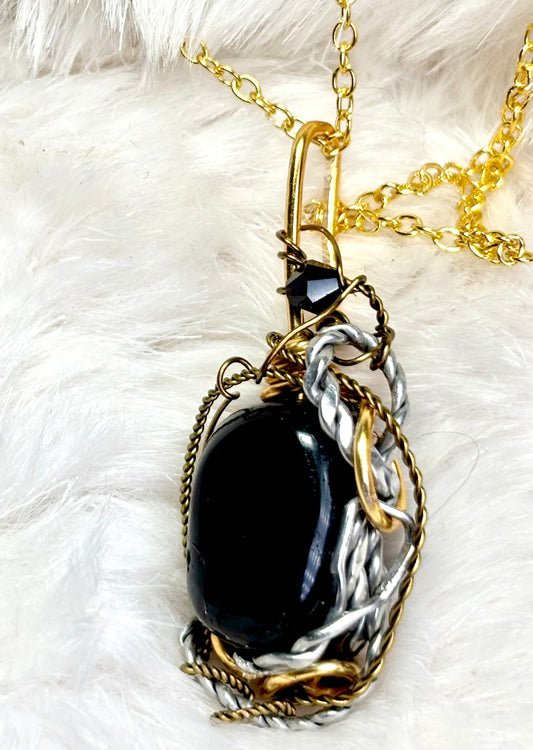 Grounding Shield Amulet: black onyx pendant