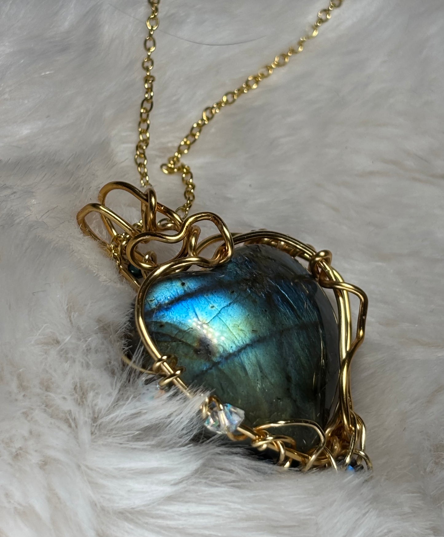 Heart of the Hidden Waters / Heart of the Hidden Meadow
All My Heart Collection: Reversible Labradorite pendant