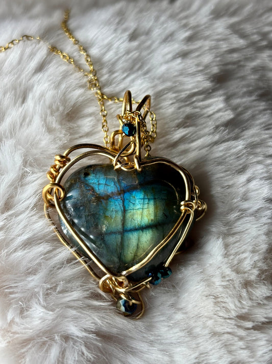 Heart of the Hidden Waters / Heart of the Hidden Meadow
All My Heart Collection: Reversible Labradorite pendant