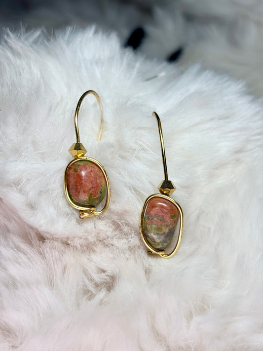Garden of the Heart: Unakite earrings (set available)