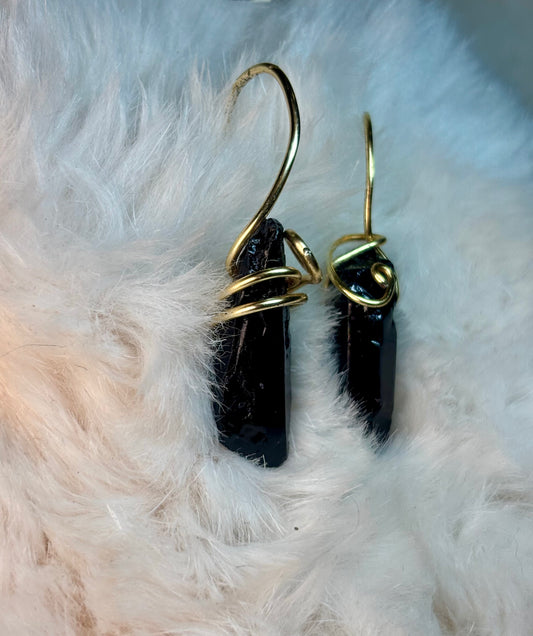 Warrior: black tourmaline earrings