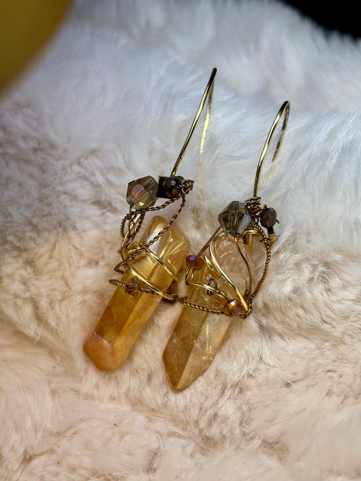 Sunspell: tangerine aura, quartz earrings 