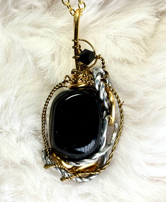 Grounding Shield Amulet: black onyx pendant
