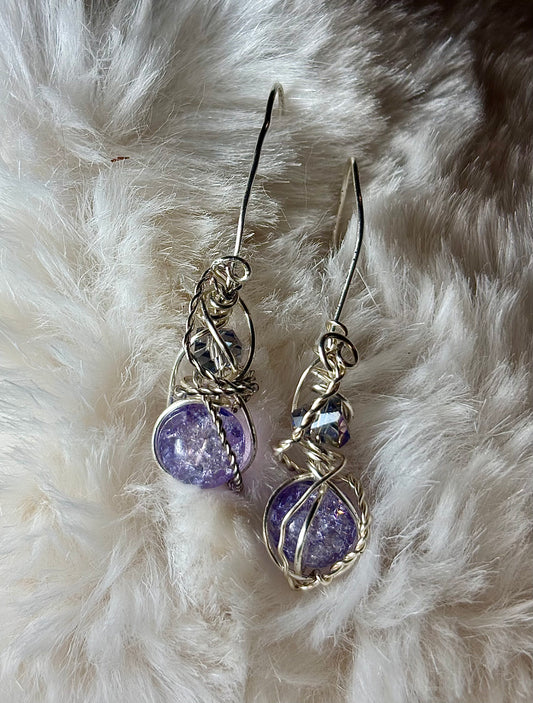 Faery Ball Drops: Lepidolite Earrings