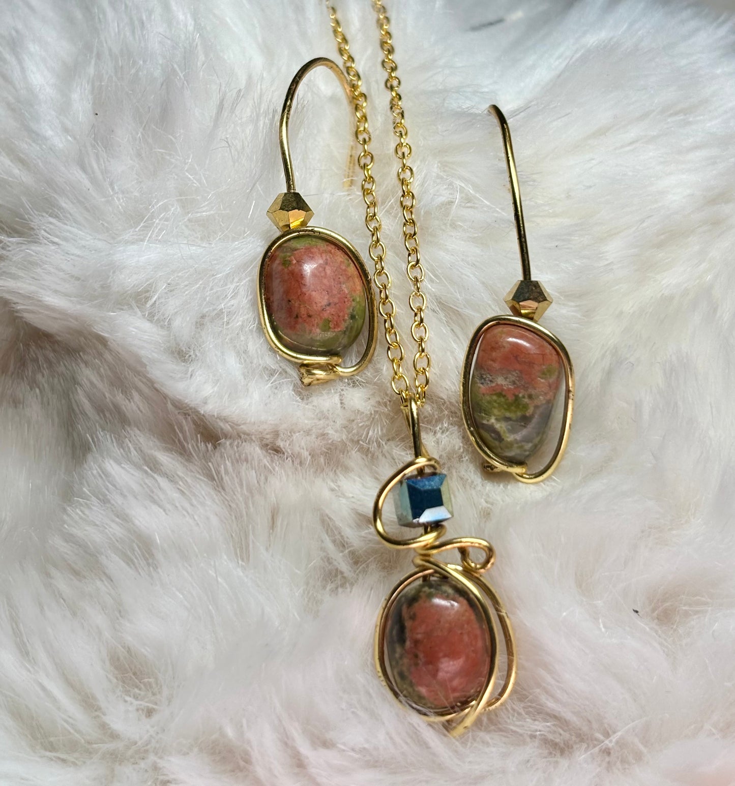 Garden of the Heart: Unakite earrings (set available)