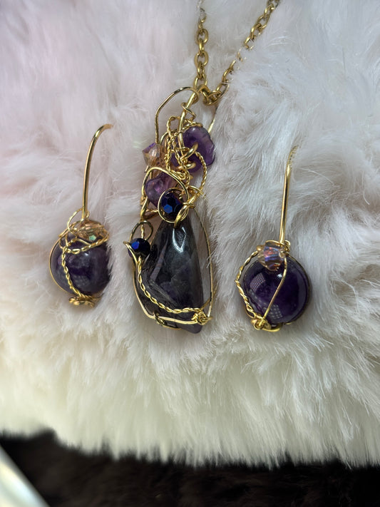 Midnight Crown: Amethyst Pendant (set available)