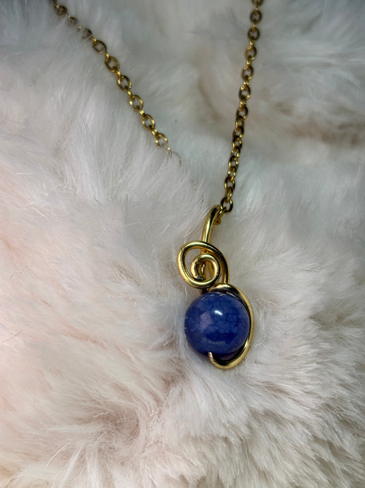Midnight Current: blue crackle agate pendant (set available)