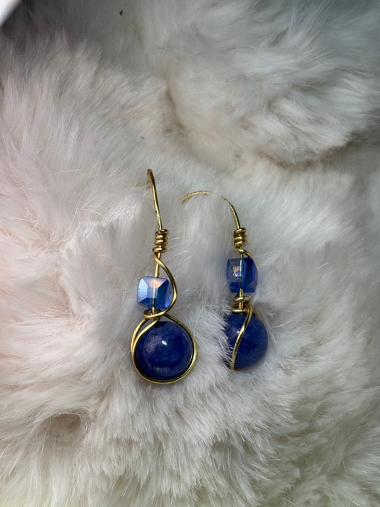 Midnight Current: blue crackle agate earrings(set available)