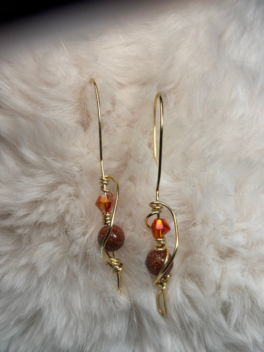 Golden Flame: Goldstone Earrings