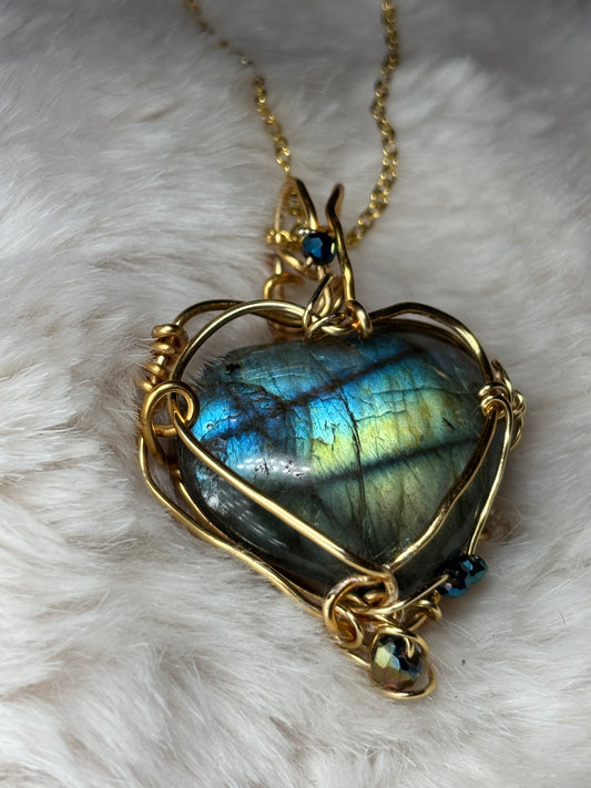 Heart of the Hidden Waters / Heart of the Hidden Meadow
All My Heart Collection: Reversible Labradorite pendant