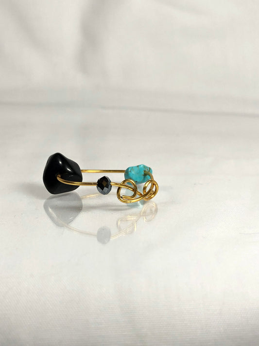 Black onyx & turquoise ring