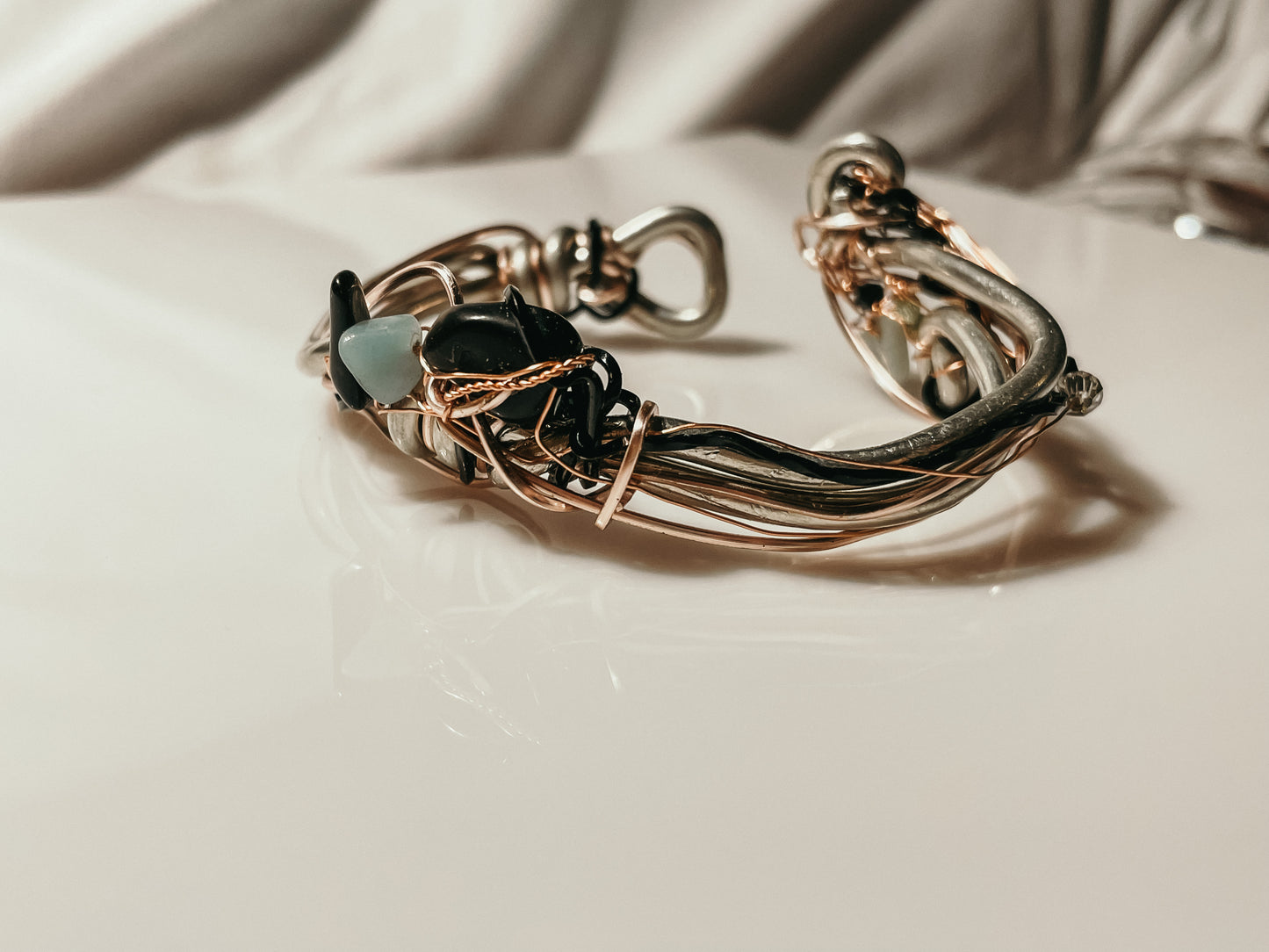 Rose gold black onyx