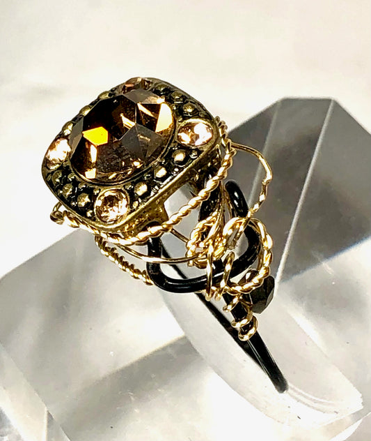 Chocolate rhinestone ring