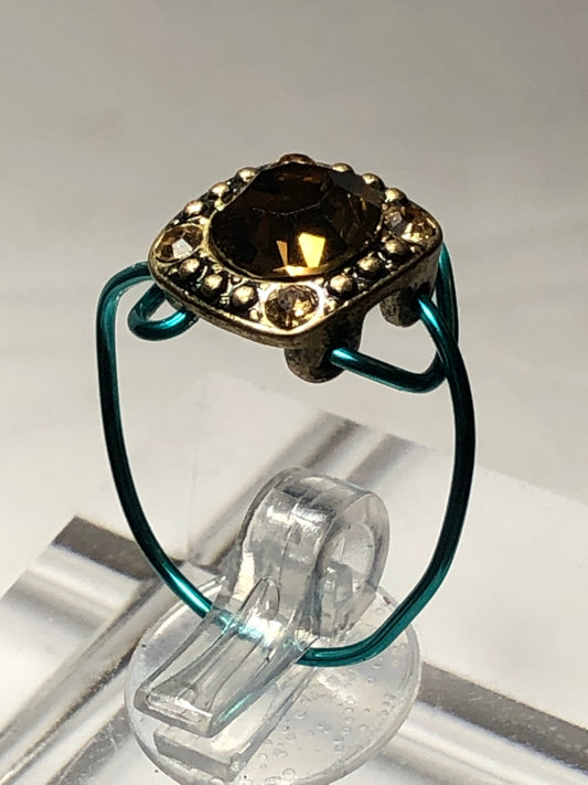 Citrine rhinestone ring