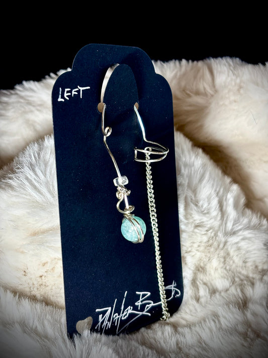 Quiet Within: Amazonite left silver Earcuff