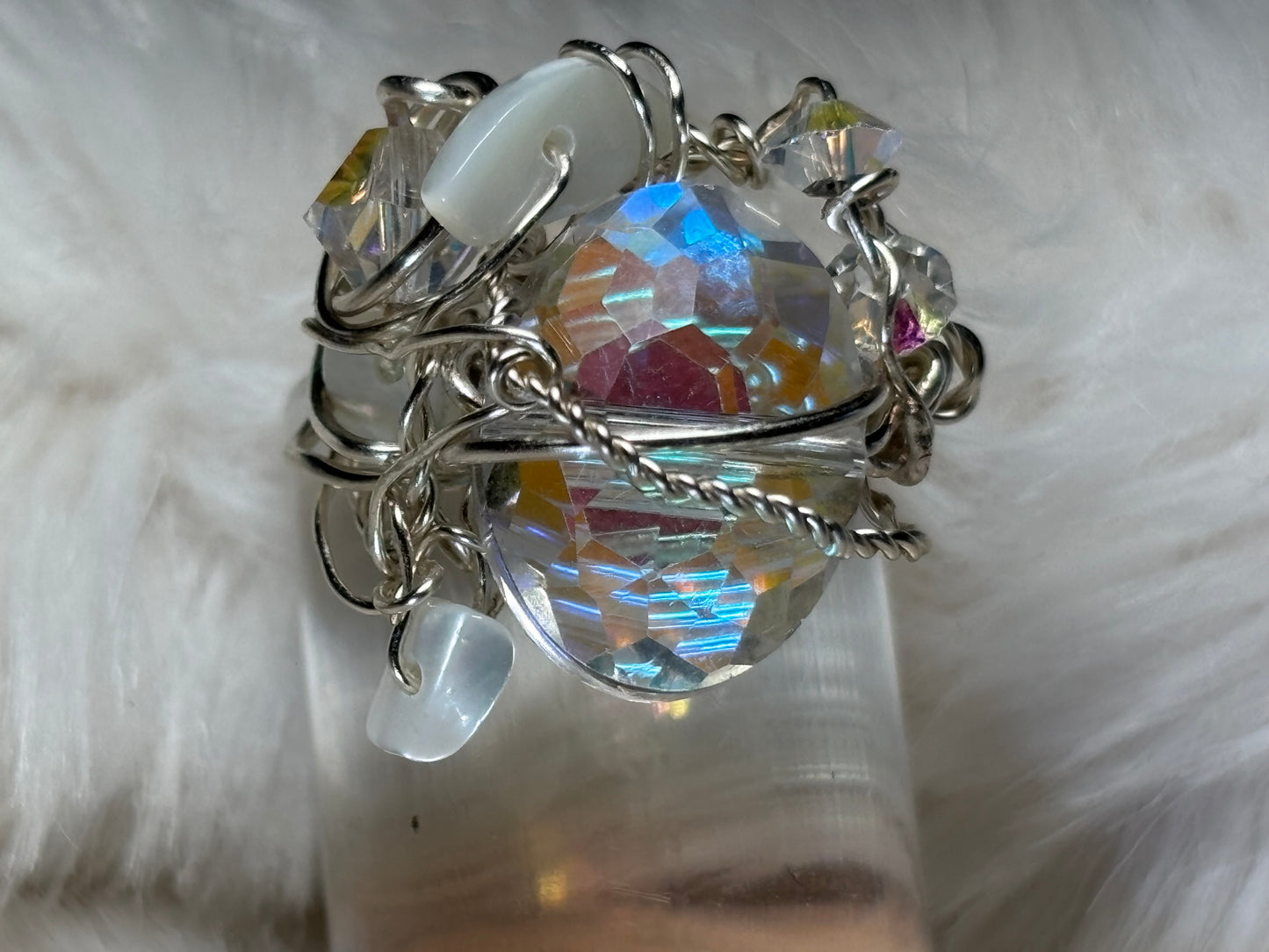 Crystal ring in silver: luminous radiance ￼￼