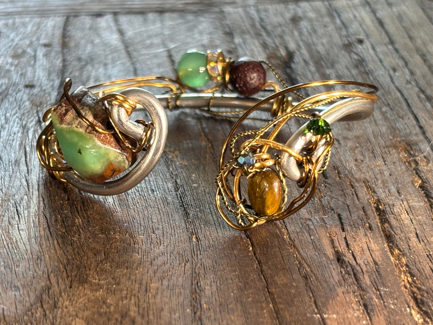 African Opal, tiger eye, Aberdeen, volcano rock ￼Bracelet: ￼