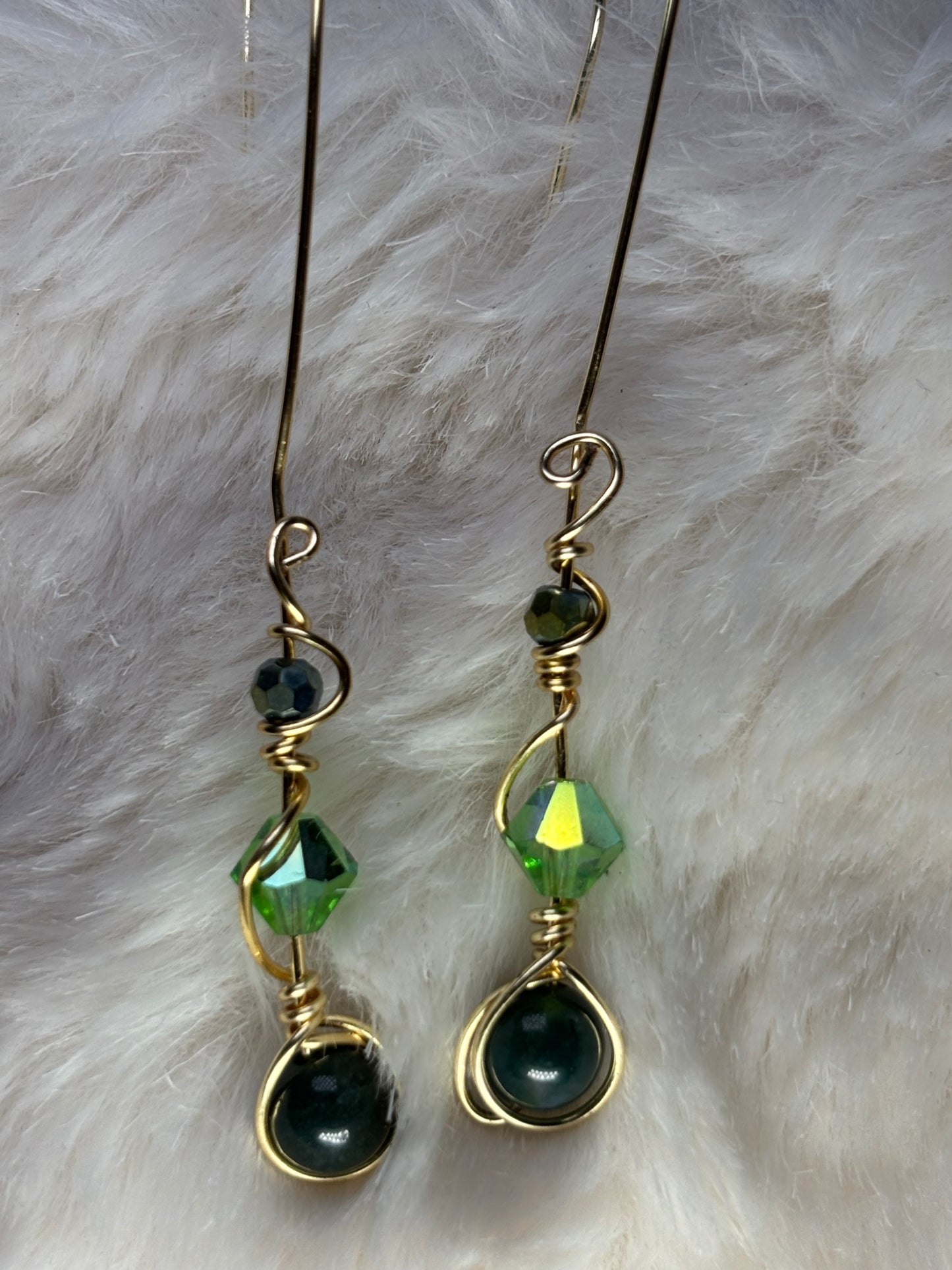 Green Forest Light: green nephrite earrings