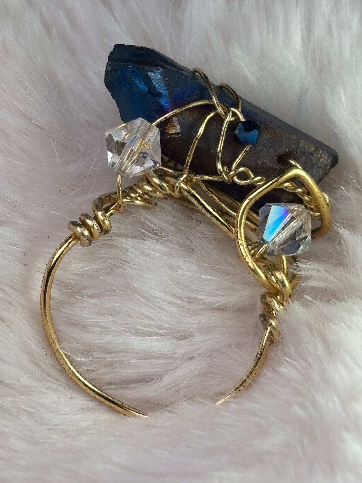 ELECTRIC BLUE:  AURA QUARTZ RING — GOLD