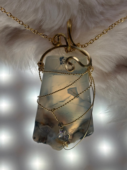 Sacred Shield of Madagascar Collection:
Guardian of the Blue- Rare Sea Agate pendant from Madagascar
