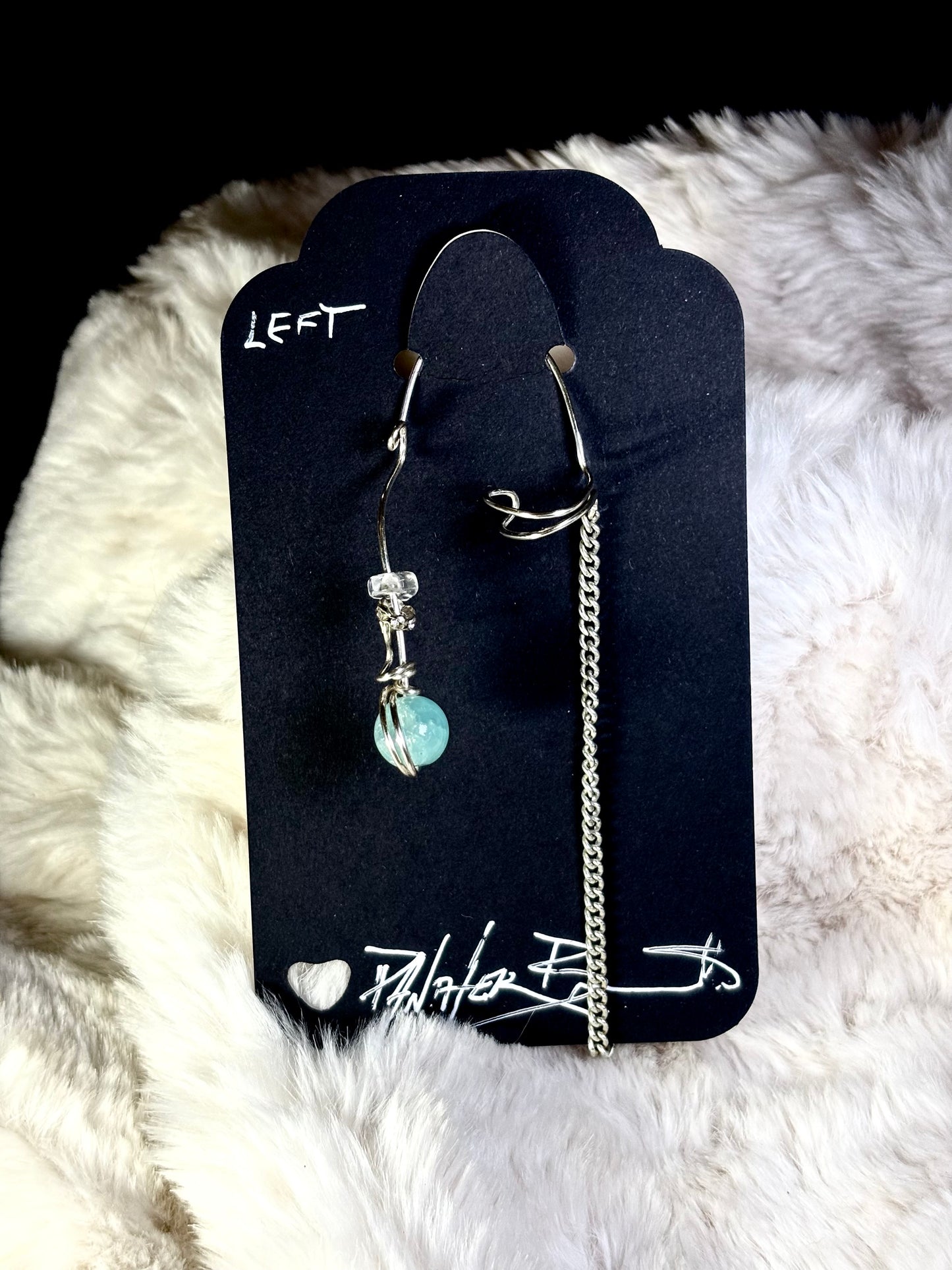 Quiet Within: Amazonite left silver Earcuff
