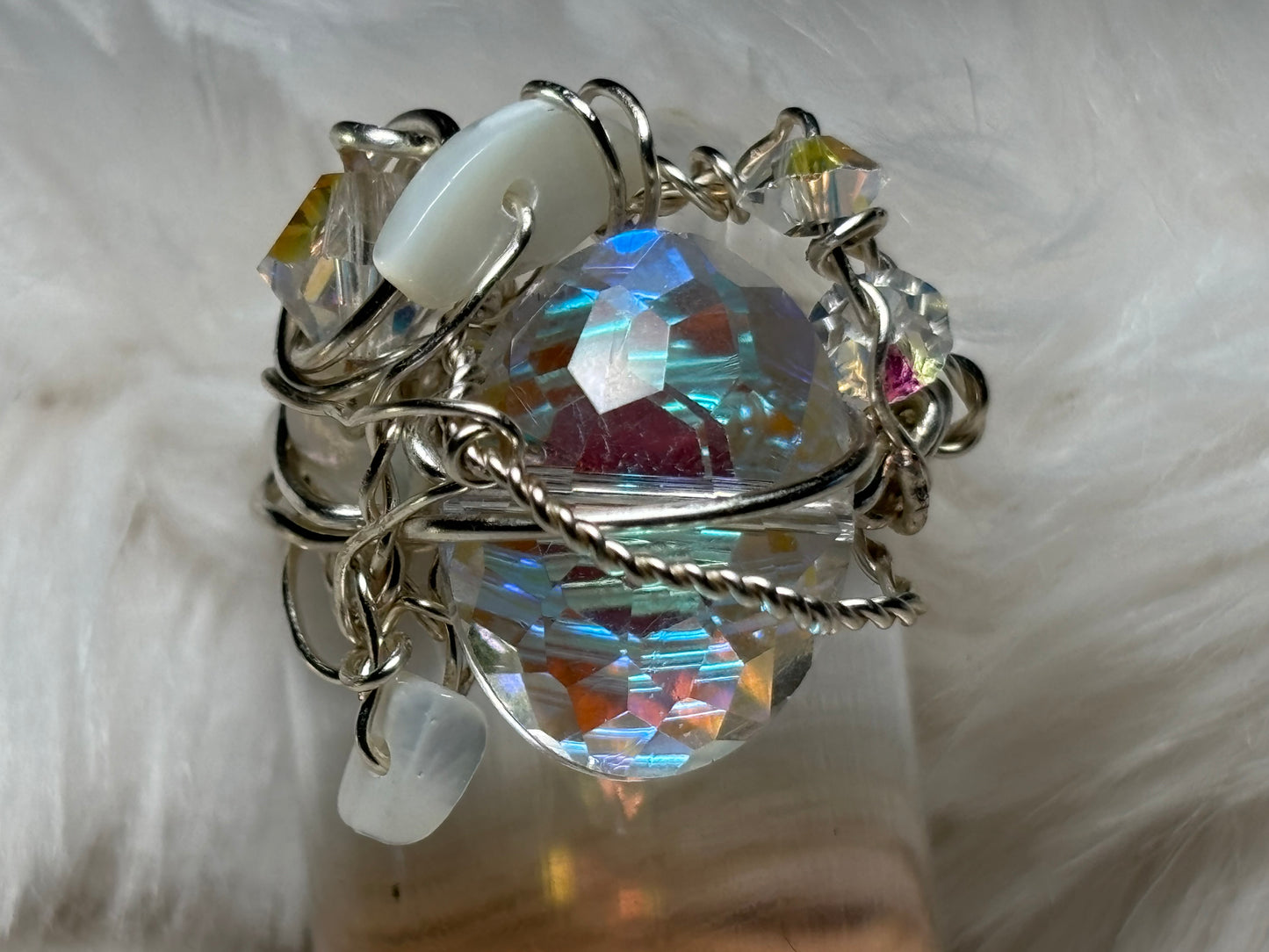 Crystal ring in silver: luminous radiance ￼￼