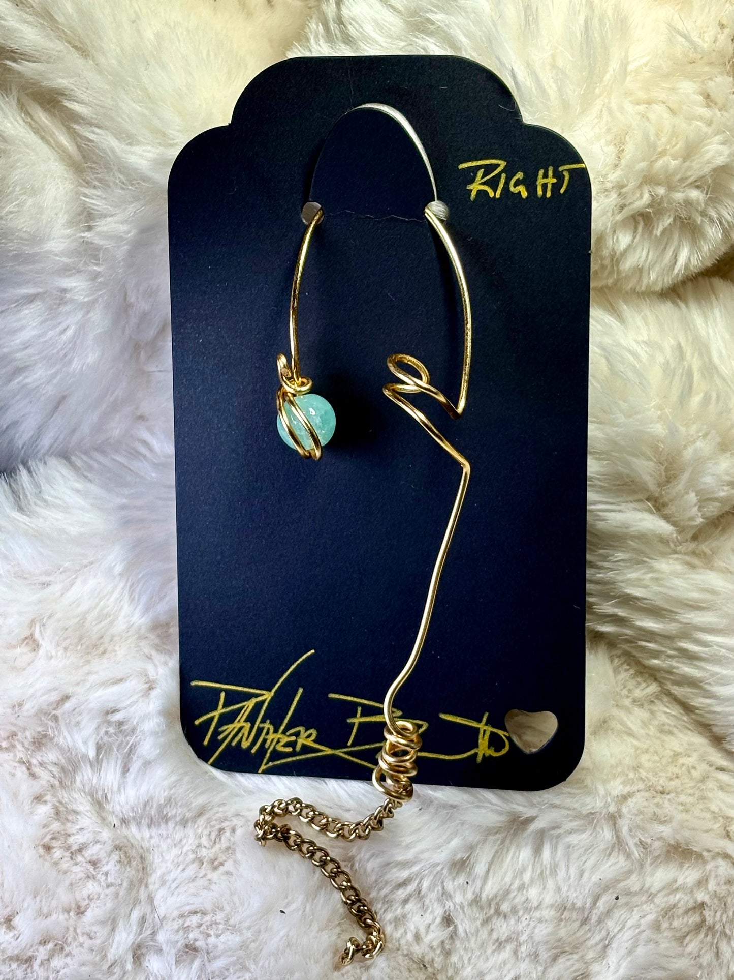 Breath of Peace — Golden Calm: Amazonite right Earcuff