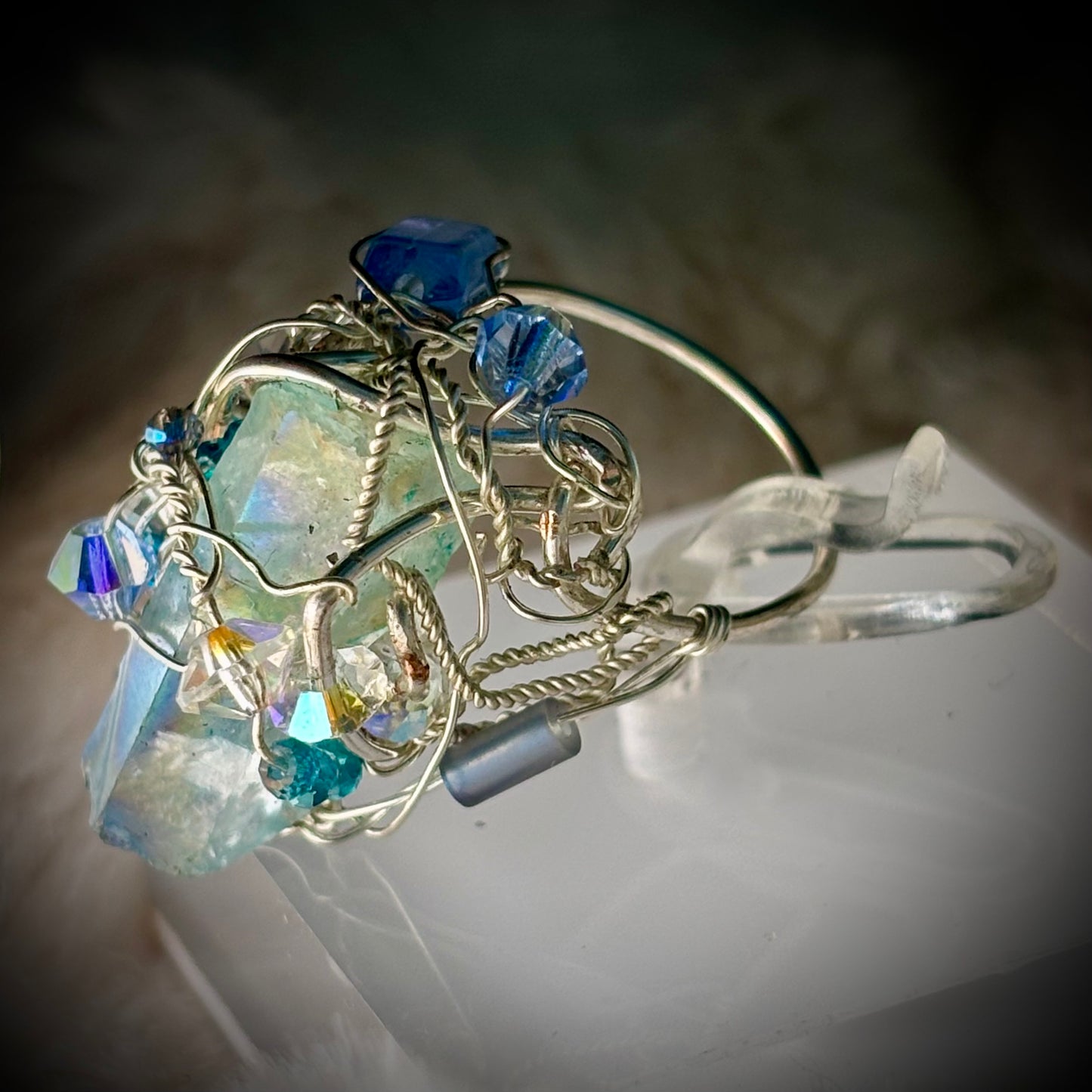 Aqua crystal ring: shard of the sea