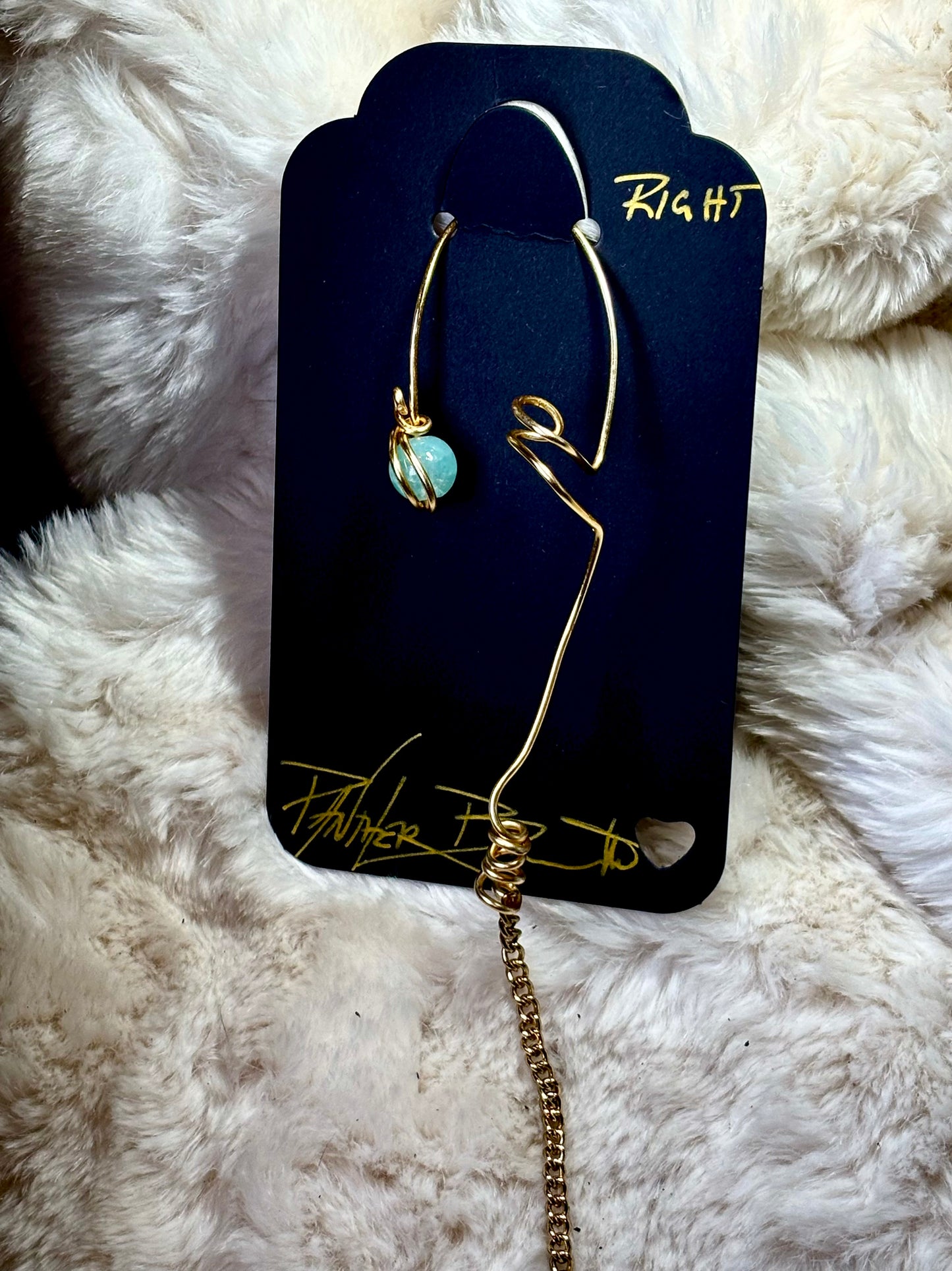 Breath of Peace — Golden Calm: Amazonite right Earcuff