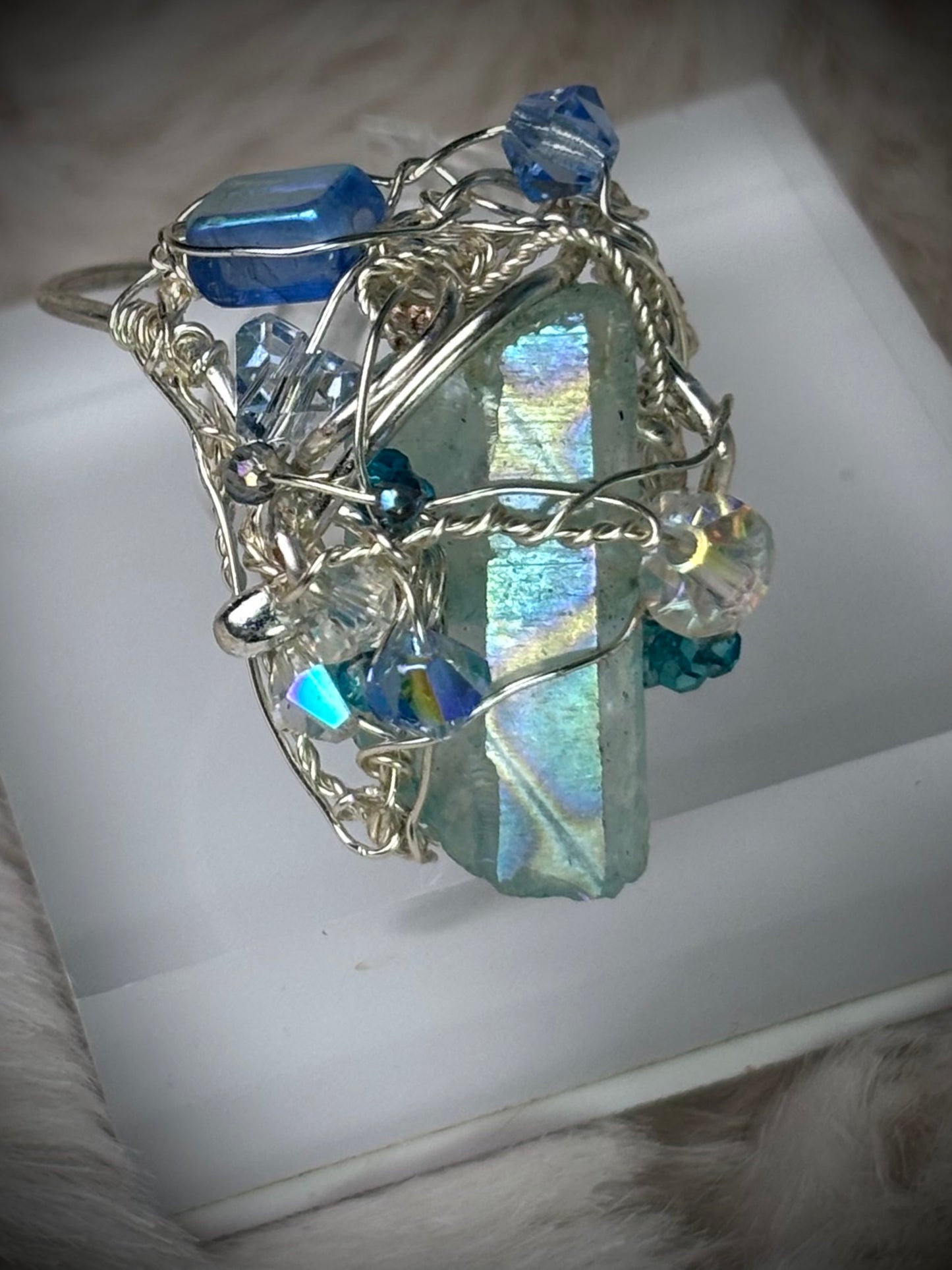 Aqua crystal ring: shard of the sea
