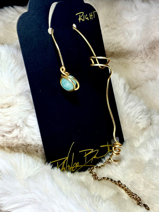 Breath of Peace — Golden Calm: Amazonite right Earcuff