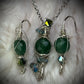 Evergreen guardian: nephrite earring, and pendant set
