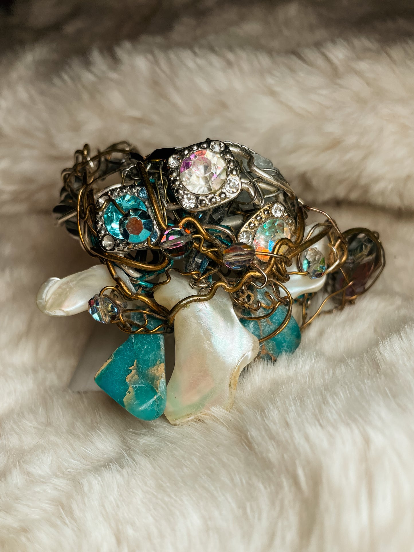 Australian Turquoise, Mother of Pearl Bracelet: Mermaid’s Reliquary