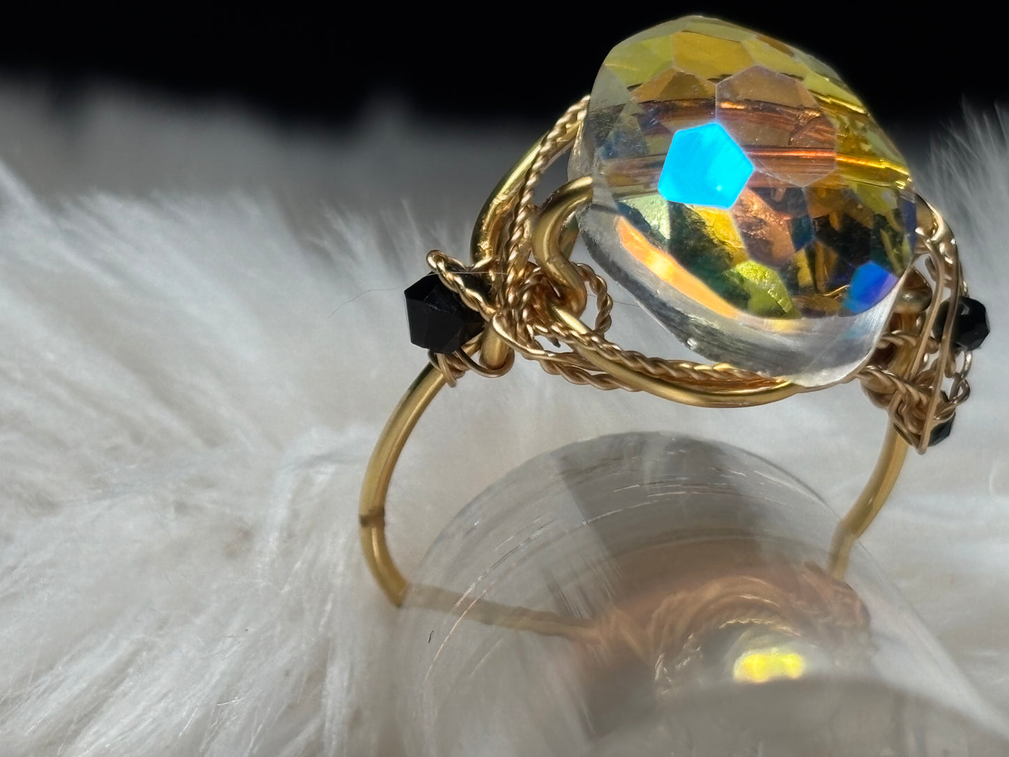Brilliant Crystal in Gold Ring:￼Sunfire
