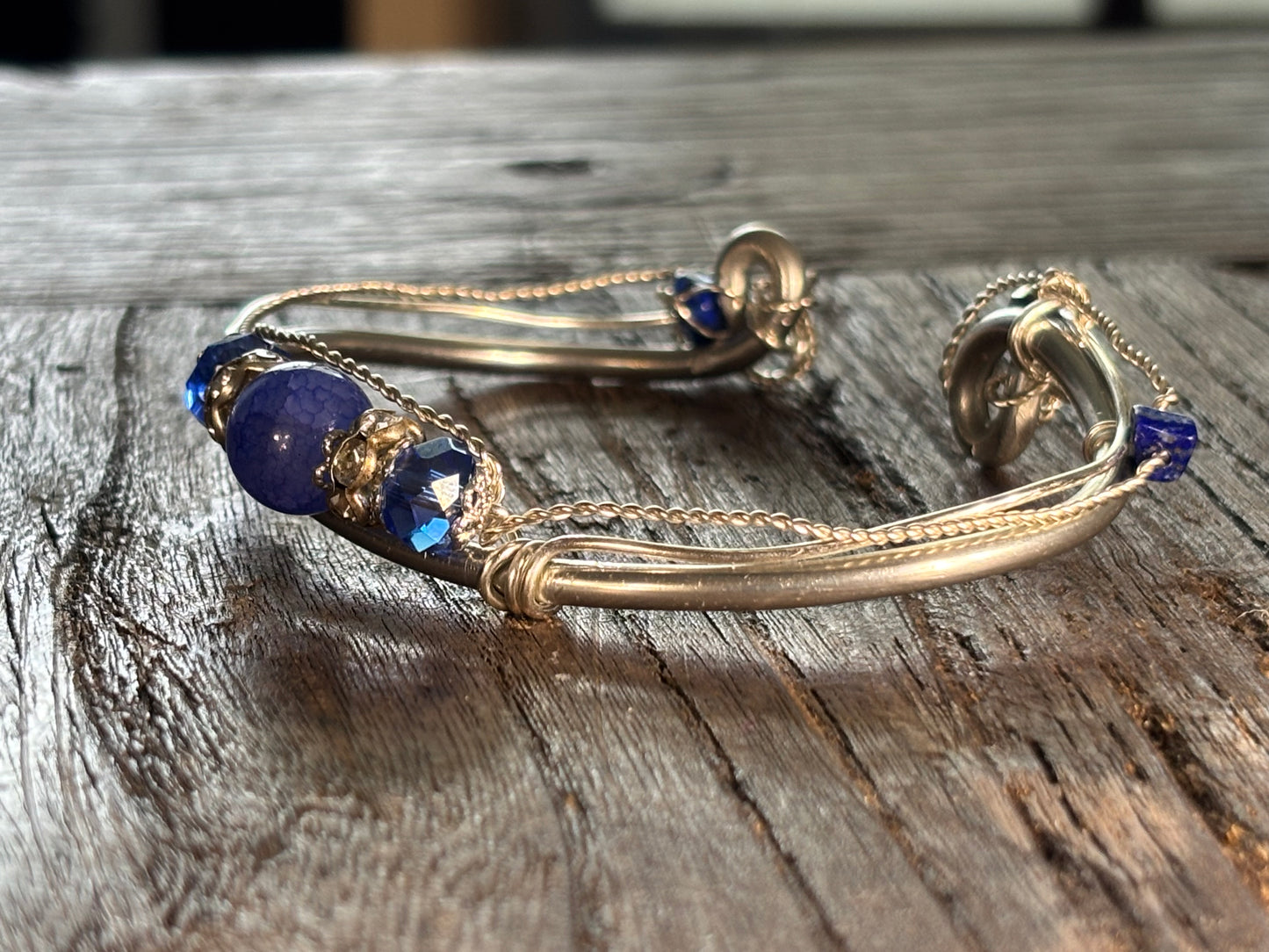 Blue Crackle Agate:  Lapis Lazuli Bracelet:  Evening Star