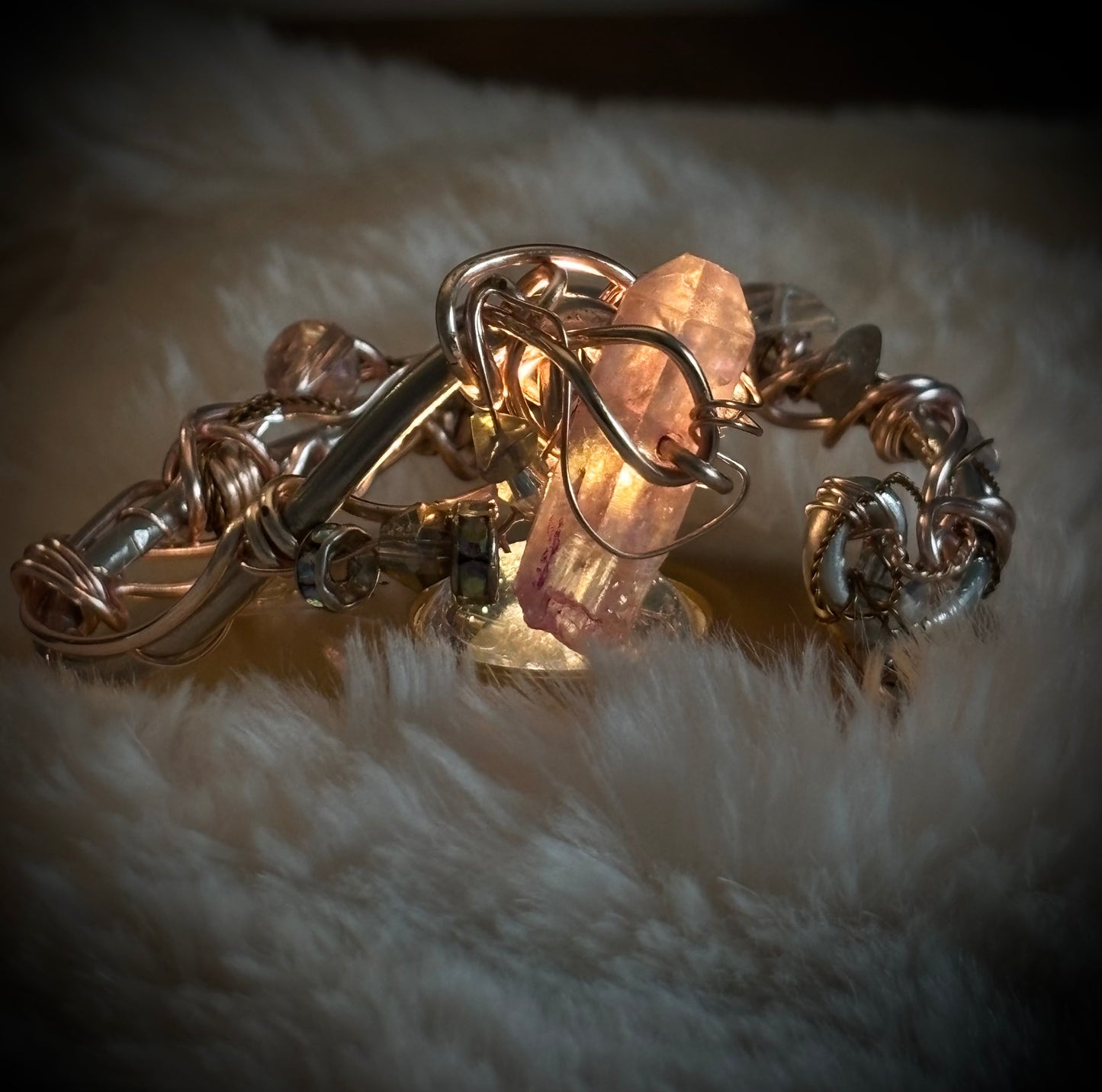 Pink crystal bracelet: heal my heart ￼